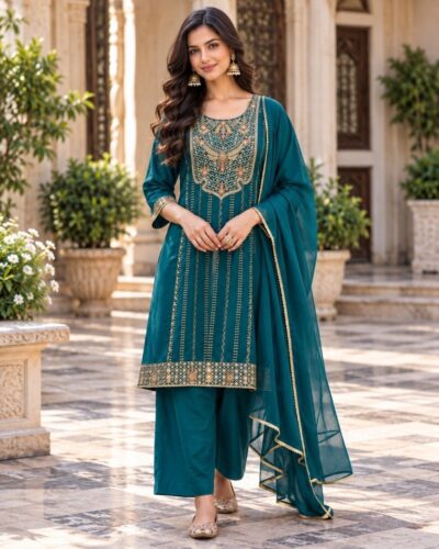 MOHILYA 1014 MAL CHANDERI THREE PIECE FOR KARVA CHAUTH