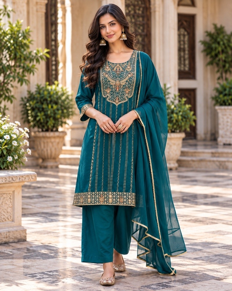 MOHILYA 1014 MAL CHANDERI THREE PIECE FOR KARVA CHAUTH