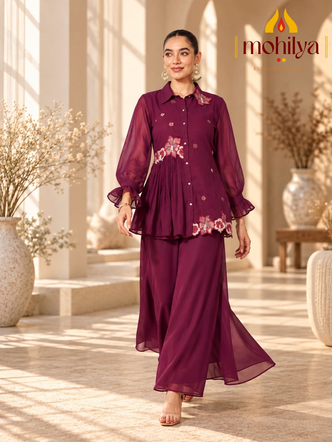 MOHILYA 1107 MUL CHANDERI STYLISH CO ORD SET