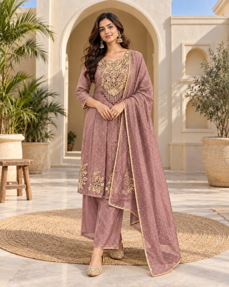 MOHILYA 260 FANCY THREE PIECE SET FOR KARWA CHAUTH