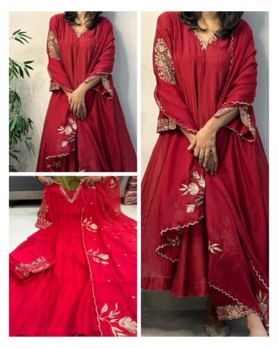 MT 1372 MULL CHANDERI FLAIR ANARKALI GOWN WHOLESALE