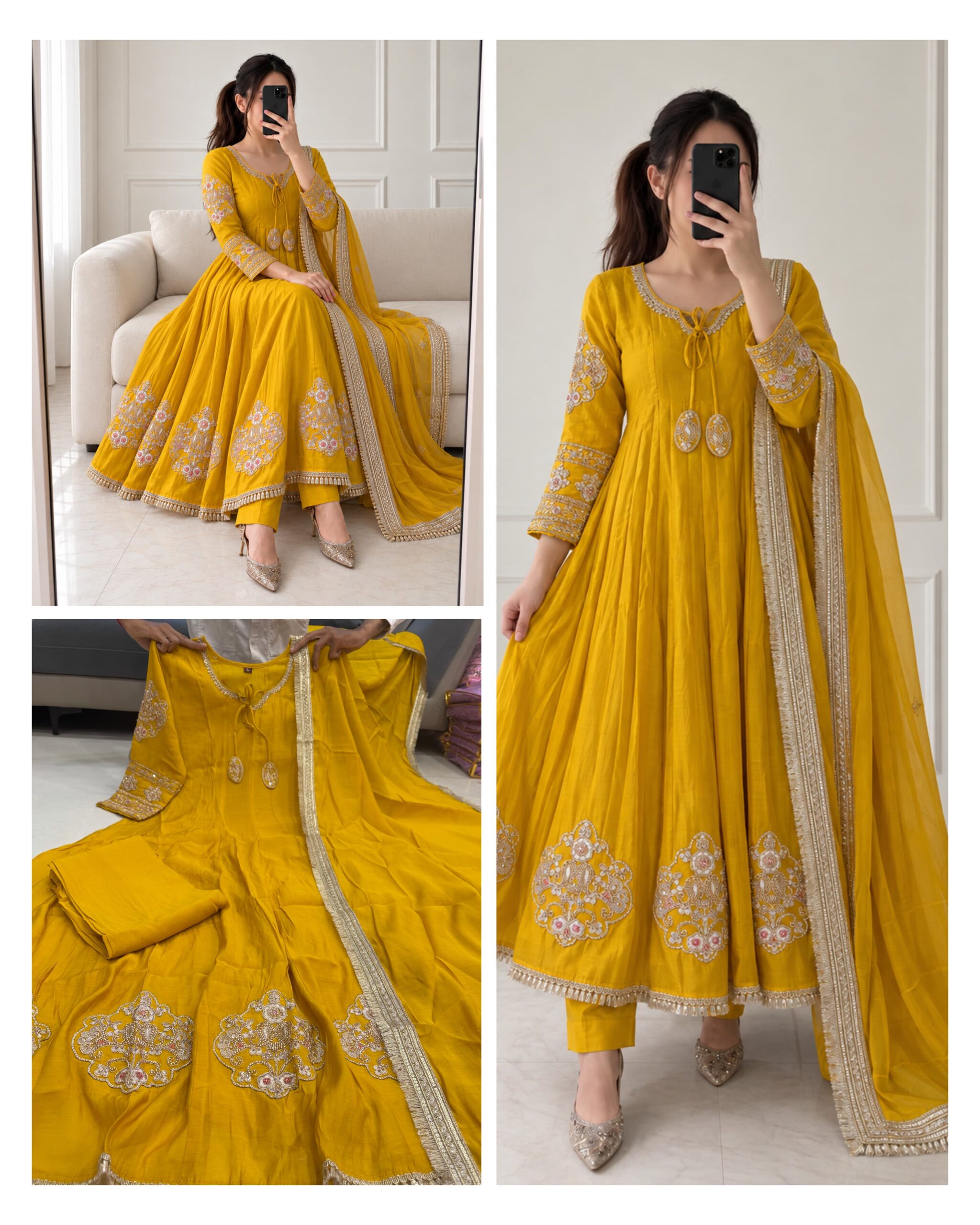 MT MISHRI ANARKALI GOWN THREE PIECE SET WHOLESALER