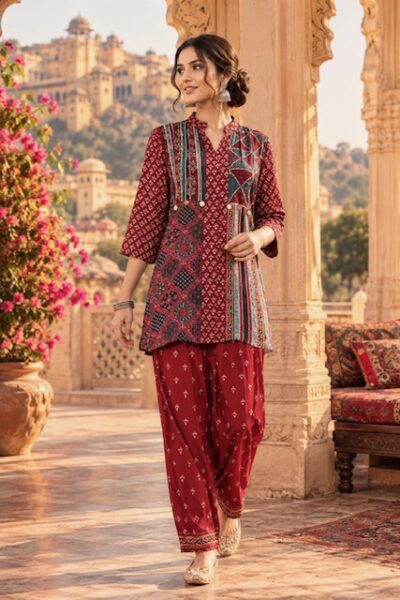 NATURAL VISCOSE CREPE PRINTED CO ORD SET WHOLESALER