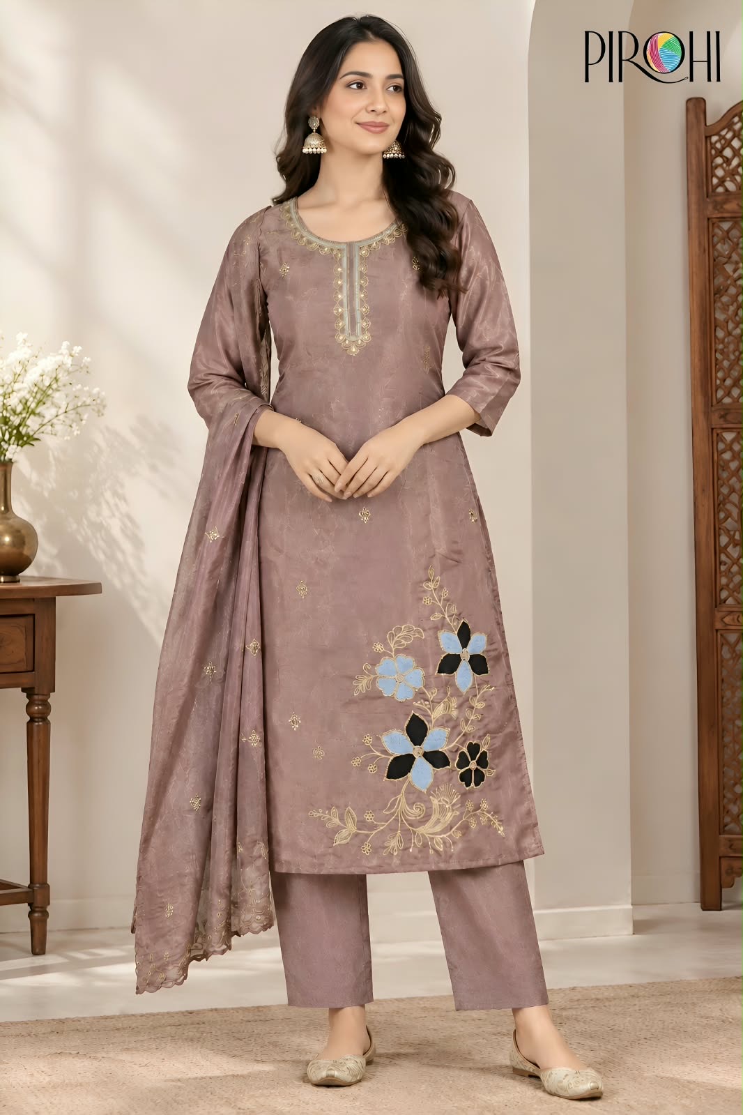 PIROHI ROMA DESIGNER THREE PIECE KURTI SET