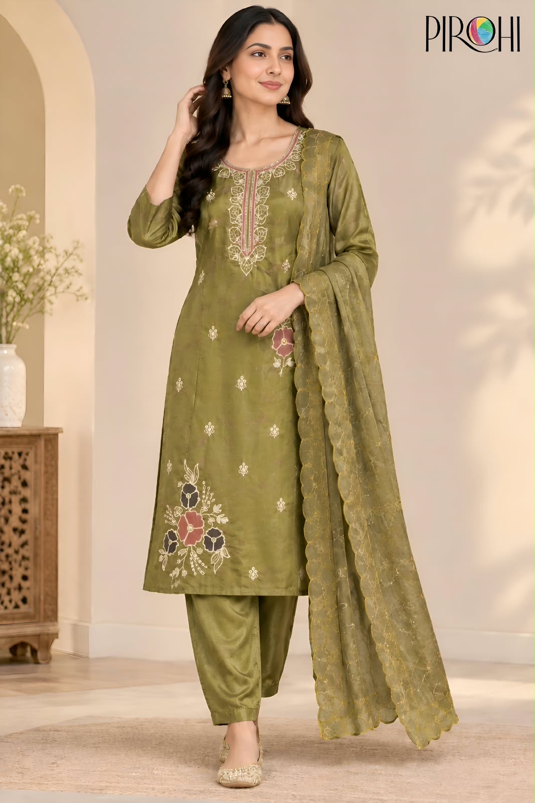 PIROHI ROMA DESIGNER THREE PIECE KURTI SET