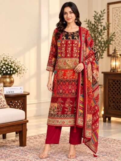 PURE CREPE DESIGNER THREE PIECE SUIT COLLECTION