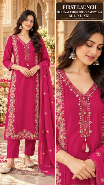 SF FLORAL EMBROIDERED READYMADE THREE PIECE SET