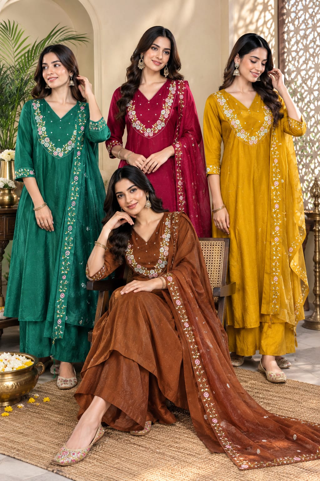 SF MULL CHANDERI THREE PIECE COLLECTION FOR DIWALI