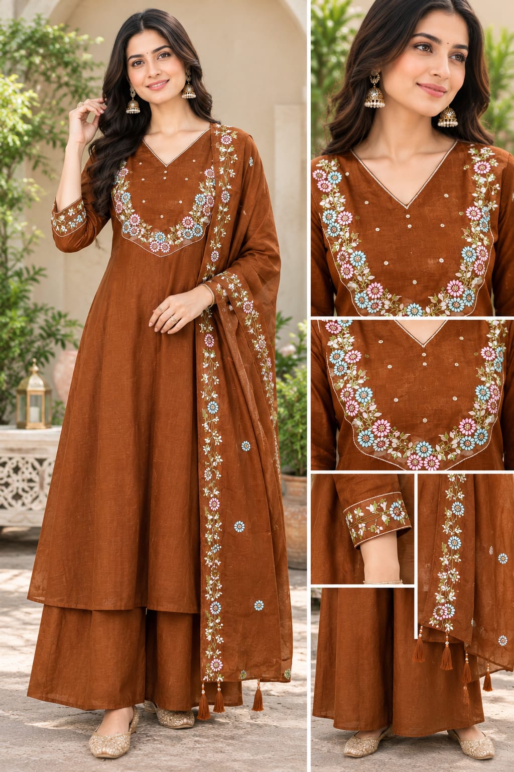 SF MULL CHANDERI THREE PIECE COLLECTION FOR DIWALI