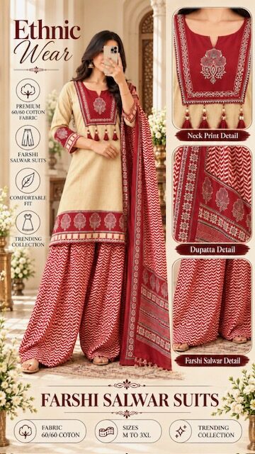 SF PURE COTTON FARSHI SALWAR SUIT IN WHOLESALE