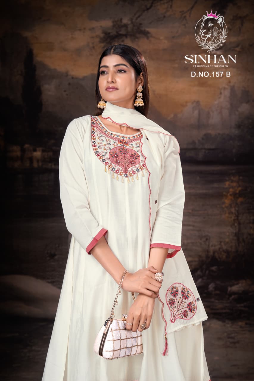 SINHAN 157 ROMAN SILK HANDWORK THREE PIECE