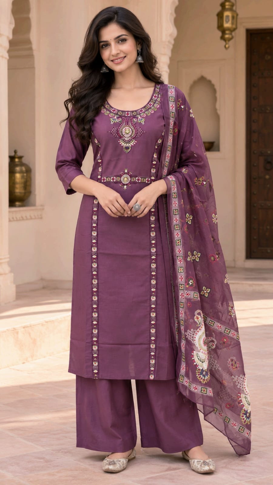 SOFT SILK THREE PIECE READYMADE IN WHOLESALE PRICE