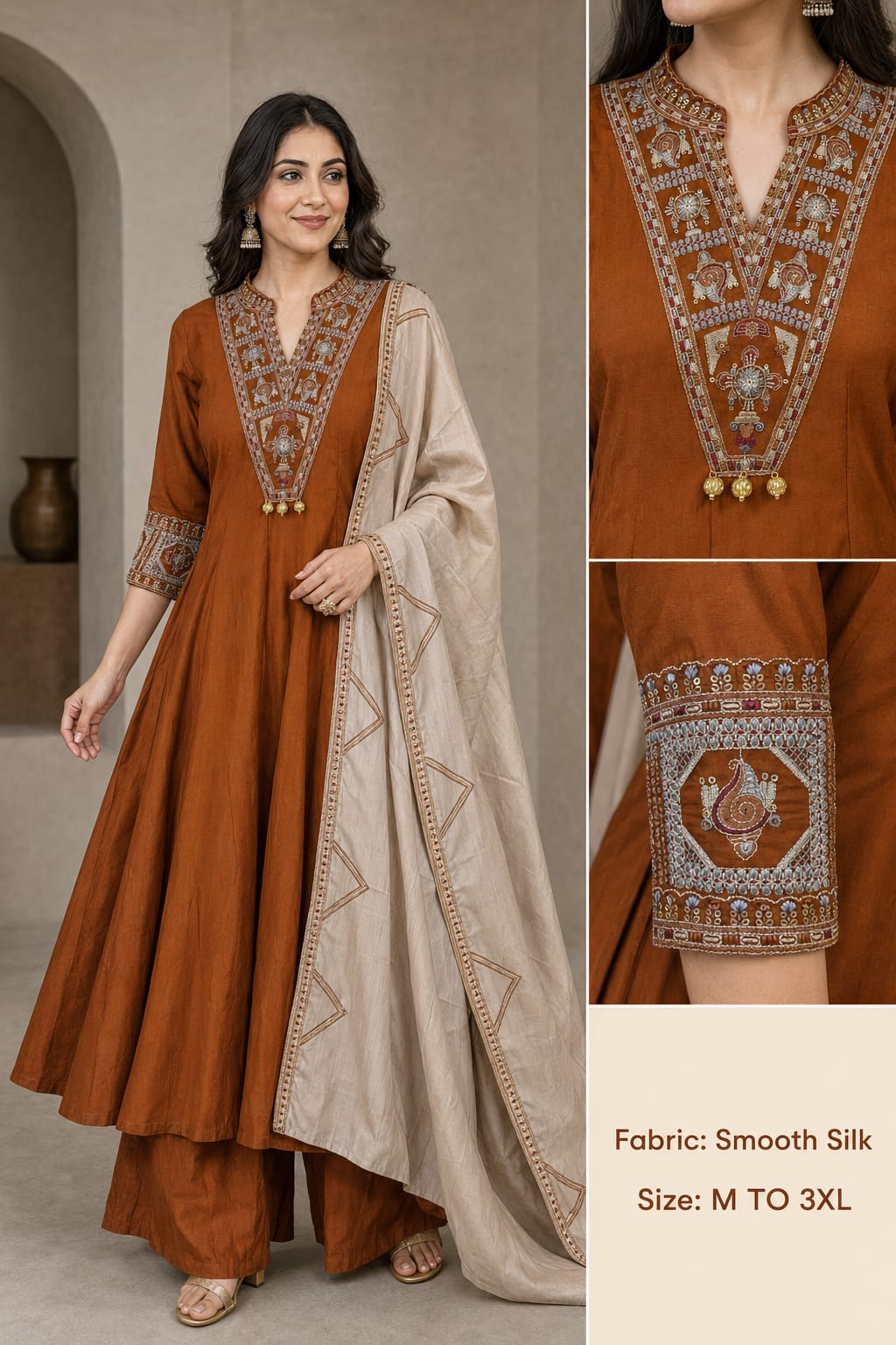 SOFT SILK THREE PIECE READYMADE KURTI WHOLESALER