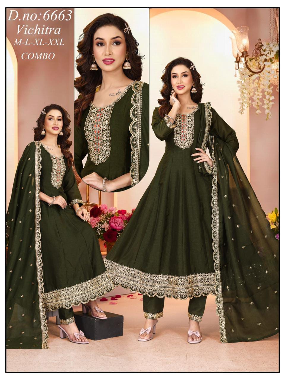 VICHITRA GHERA HANDWORK GOWN SET IN WHOLESALE