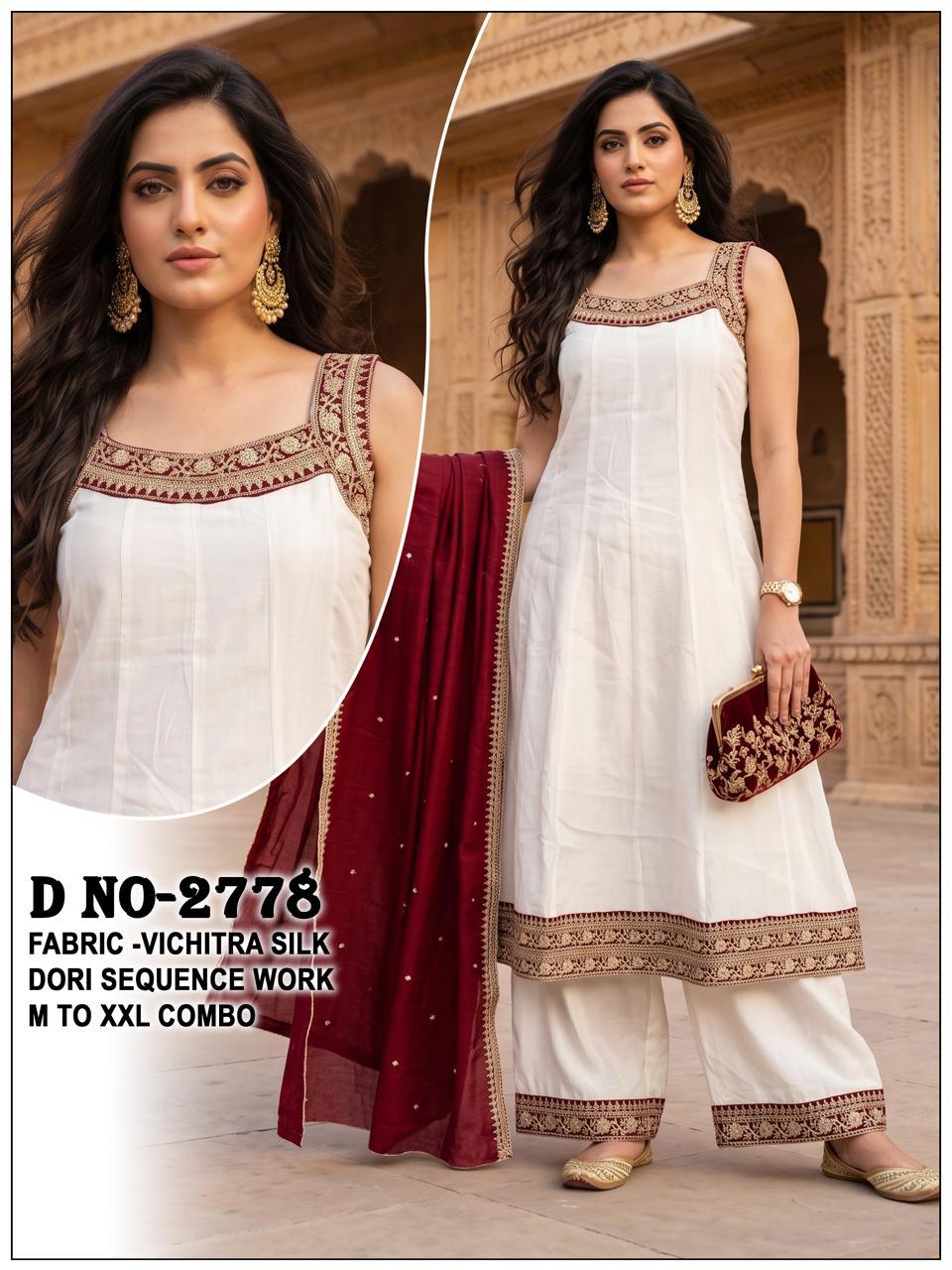 VICHITRA SILK 2778 FANCY SLEEVELESS THREE PIECE SET