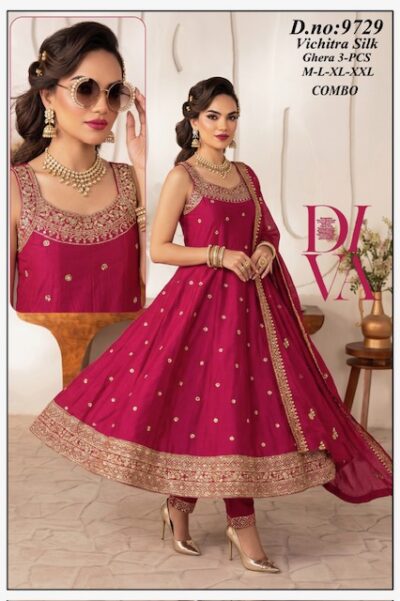 VICHITRA SILK 9729 GHERA THREE PIECE SET WHOLESALE
