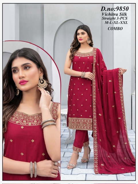 VICHITRA SILK 9850 SERIES THREE PIECE IN WHOLESALE