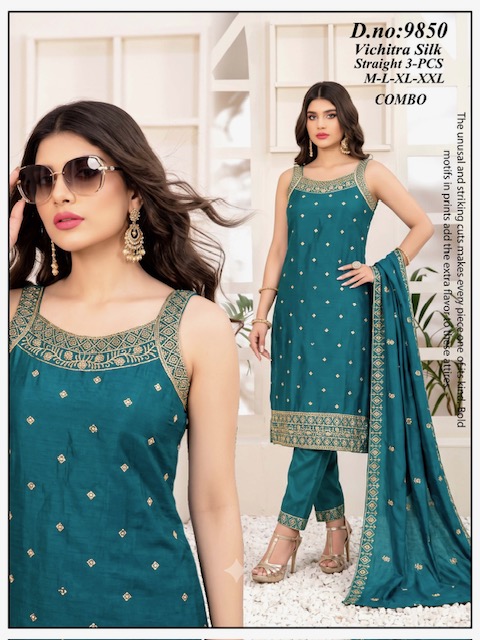 VICHITRA SILK 9850 SERIES THREE PIECE IN WHOLESALE