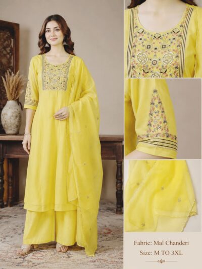 VKF BELLIZA CHANDERI THREE PIECE PLAZA PAIR WHOLESALE