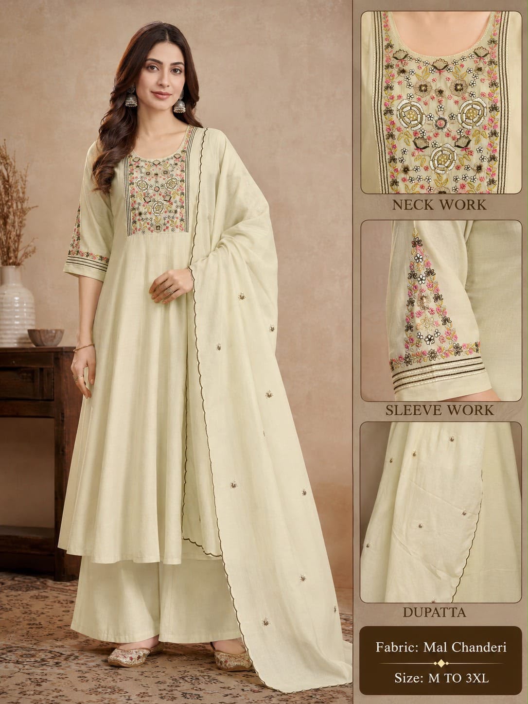VKF BELLIZA CHANDERI THREE PIECE PLAZA PAIR WHOLESALE
