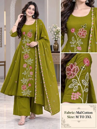 VKF MUL COTTON THREE PIECE PLAZA PAIR SET
