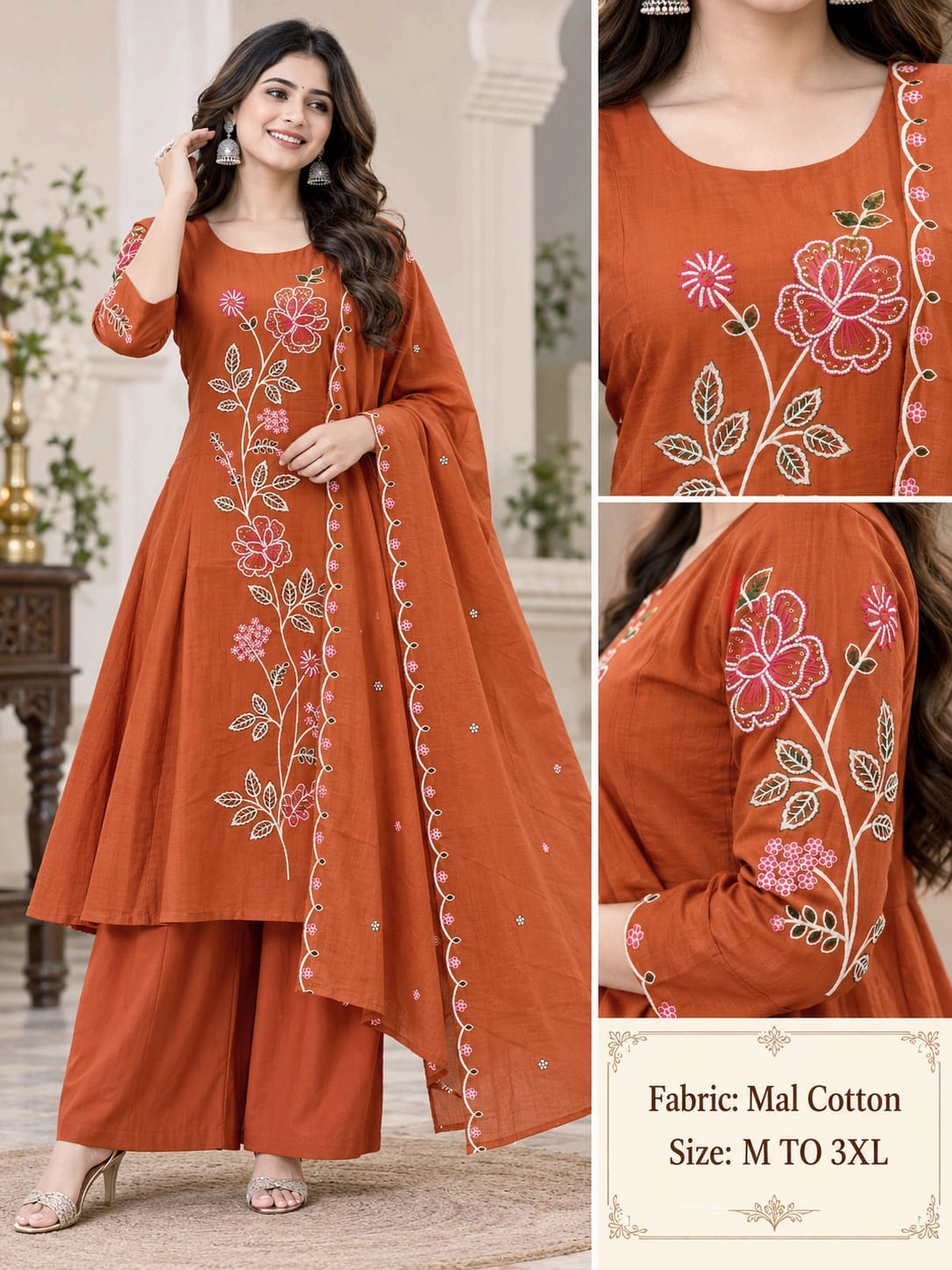 VKF MUL COTTON THREE PIECE PLAZA PAIR SET