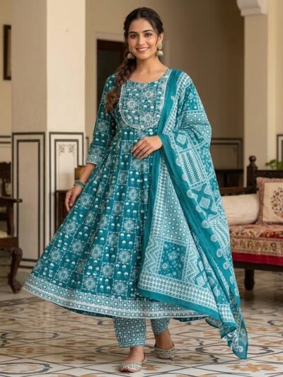 VV COTTON FROCK EMBROIDERED SUIT SET IN WHOLESALE