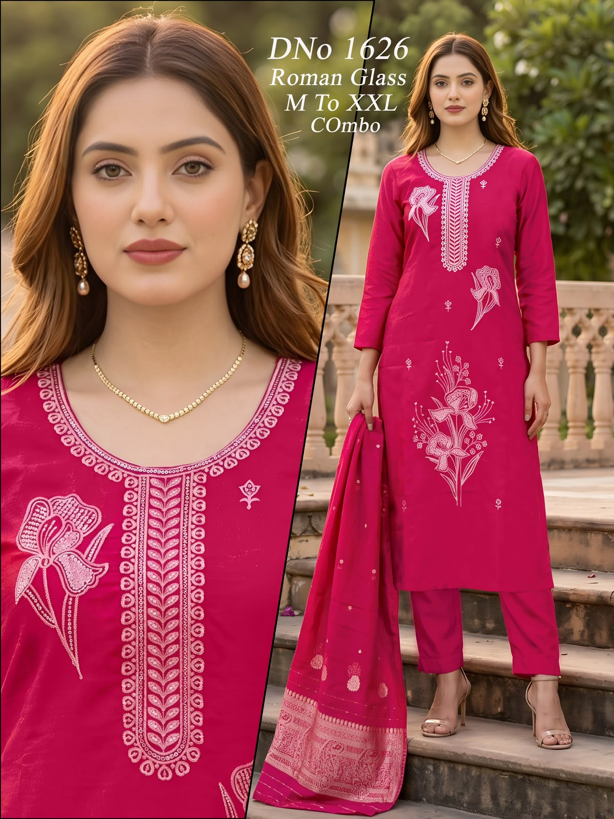 VV FANCY EMBROIDERED THREE PIECE SET READYMADE