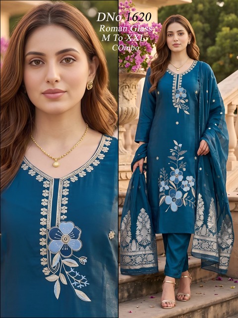VV FANCY EMBROIDERED THREE PIECE SET READYMADE