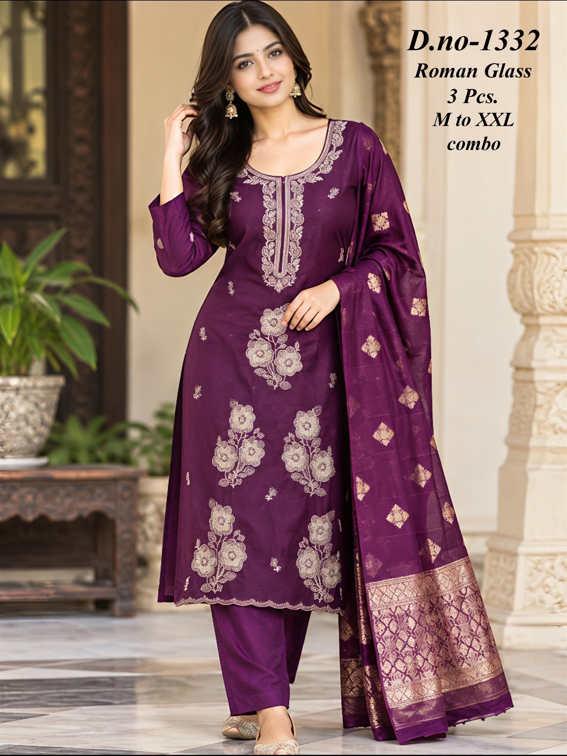 VV FASHION ROMAN GLASS BEATS WORK KURTI WHOLESALER