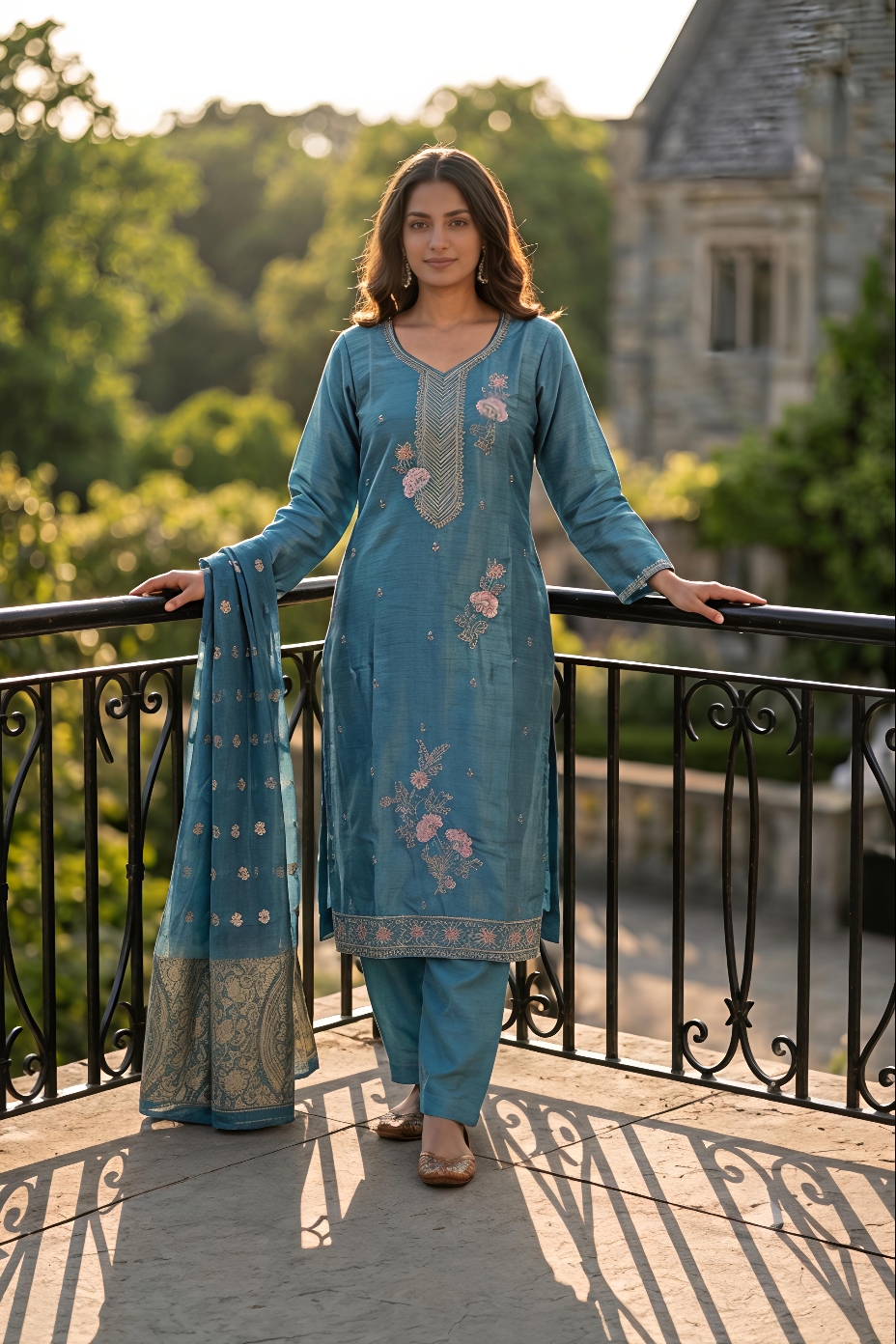 VV FASHION ROMAN GLASS BEATS WORK KURTI WHOLESALER