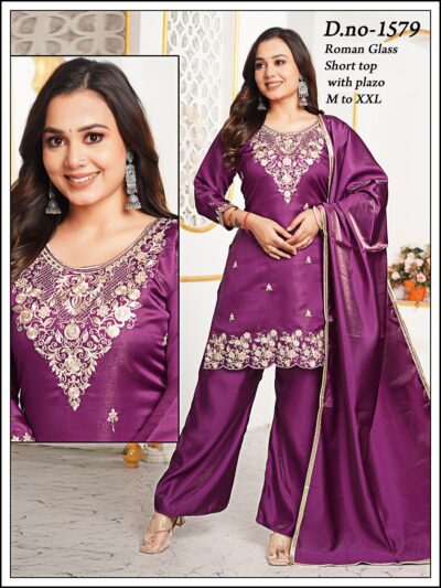 VV ROMAN GLASS EMBROIDERED WORK 3 PCS WHOLESALE